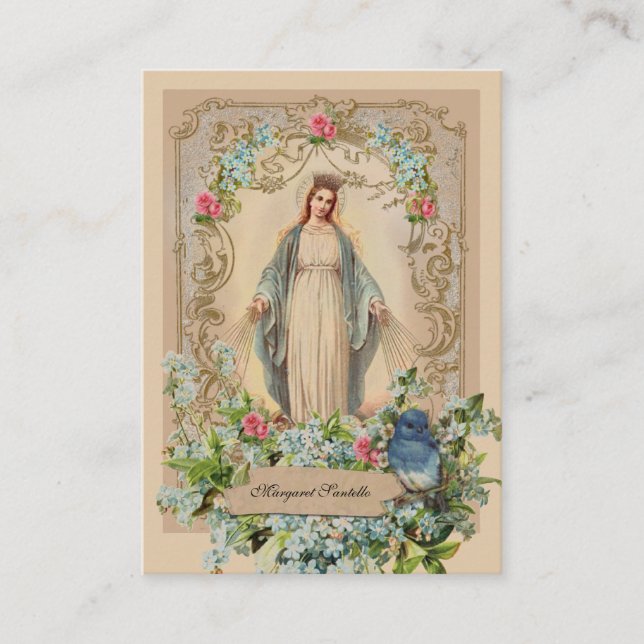 Jungfrau Mary Katholic Funeral Memorial Holcard - Visitenkarte (Vorderseite)