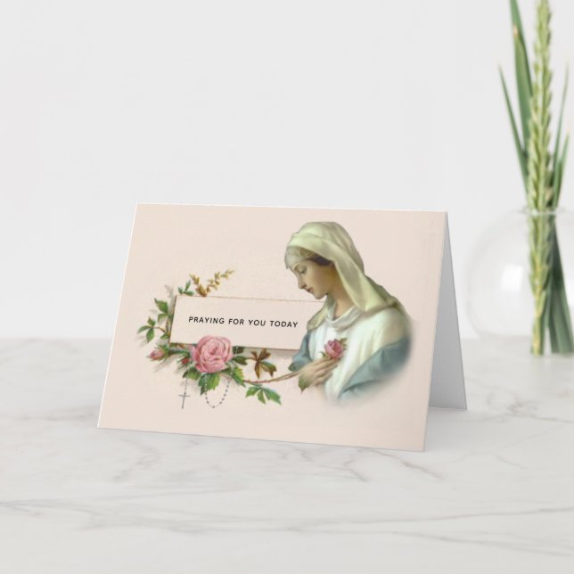 Jungfrau Mary Katholic Heilige Rosary Rosa Mystica Karte (Vorderseite)