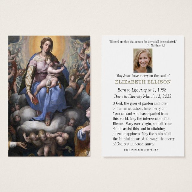 Jungfrau Mary Katholic Saints Angels Beerdigung Ge (Vorne & Hinten)