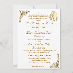 Jungfrau Mary Katholic Sepia Hochzeitseinladung Einladung