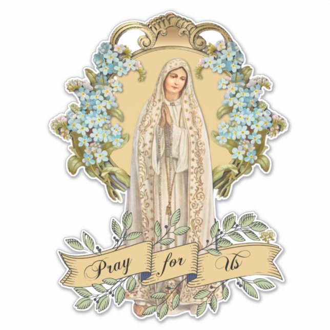 Jungfrau Mary Lady von Fatima Rosary Gebet Aufkleber (Vorderseite)