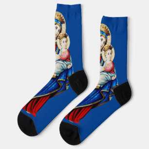 Jungfrau Mary mit dem Baby Jesus Socken