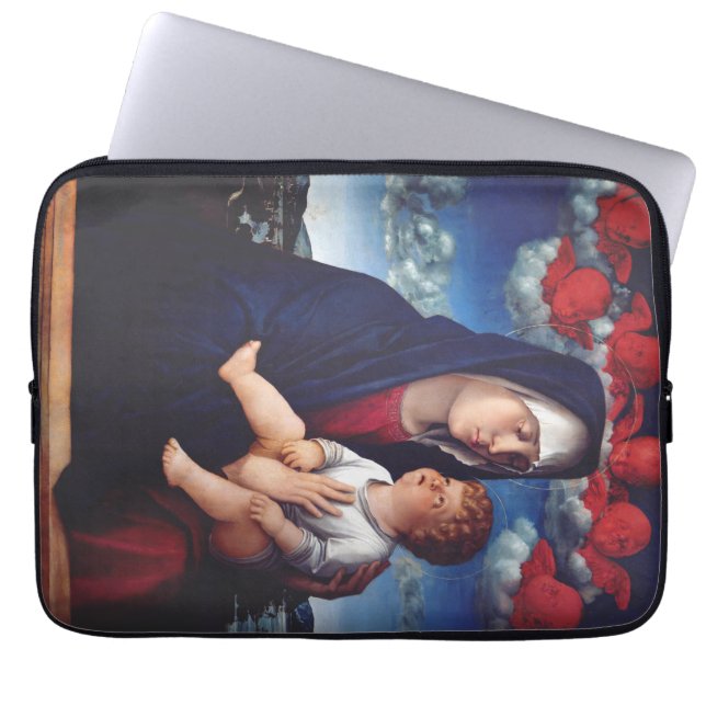 Jungfrau Mary mit dem Baby Jesus und den Roten Kir Laptopschutzhülle (Vorderseite)