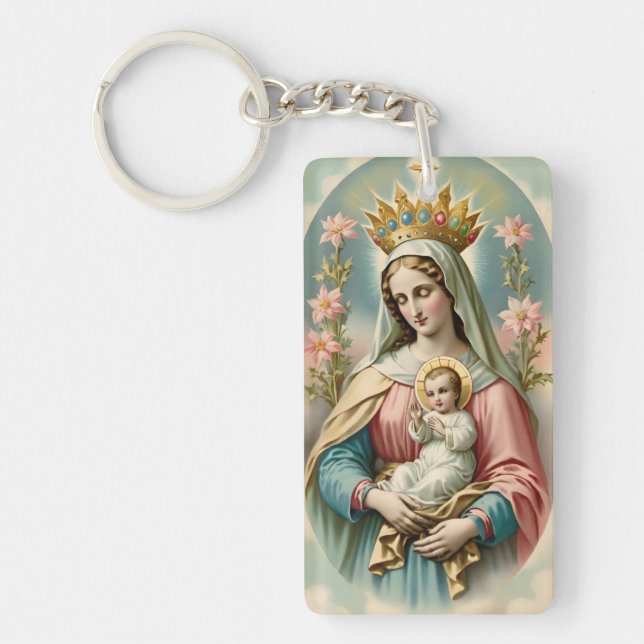 Jungfrau Mary mit Jesus-Kind-Schlüsselanhänger Schlüsselanhänger (Vorderseite)