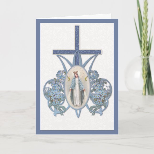 Jungfrau Mary Mother mit Blume Card gesegnet Karte (Vorderseite)