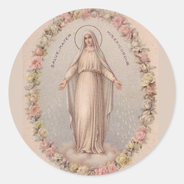 Jungfrau Mary Mother of Barcy Rose Runder Aufkleber (Vorderseite)