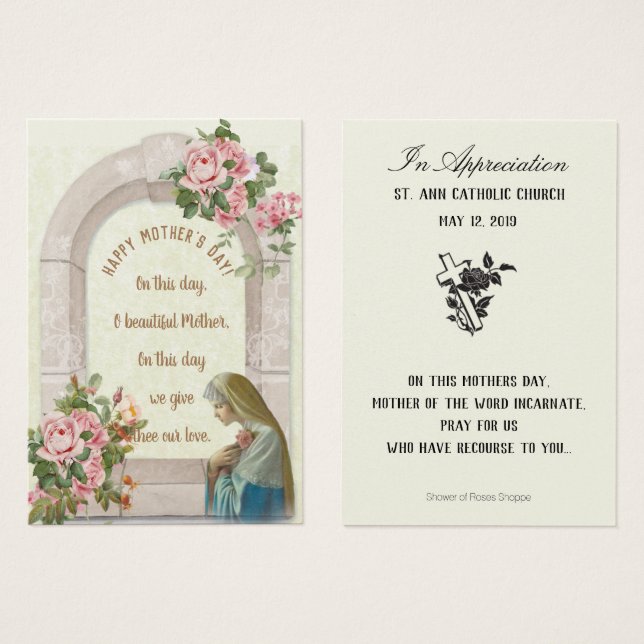 Jungfrau Mary Mother's Day-Erinnerungskarten (Vorne & Hinten)