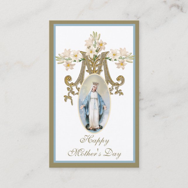 Jungfrau Mary Mother's Day Remembrance Heilige Kar Visitenkarte (Vorderseite)
