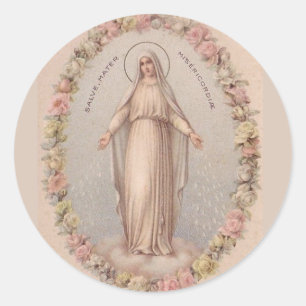 Jungfrau-Mary-Mutter der Gnaden-Rosen Runder Aufkleber
