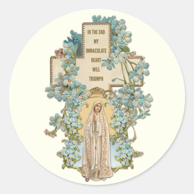 Jungfrau Mary Our Lady of Fatima Religious Floral Runder Aufkleber (Vorderseite)