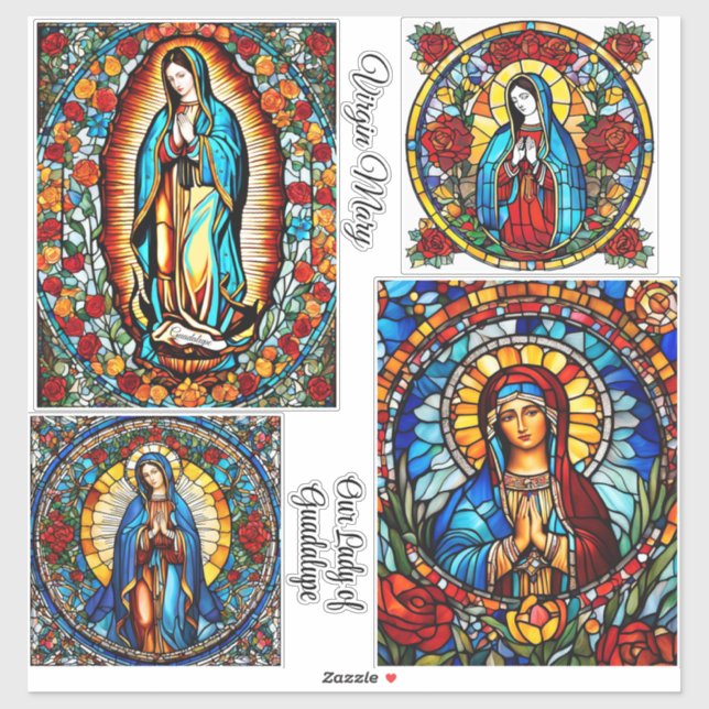 Jungfrau Mary & Our Lady of Guadalupe 4 Hübsch Aufkleber (Blatt)