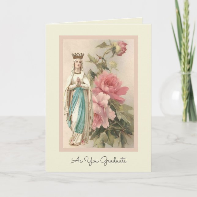 Jungfrau Mary Pastel Rose Abschluss Karte (Vorderseite)