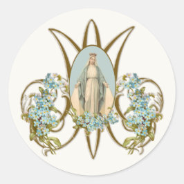 Jungfrau Mary Religious Elegant Blumengrace Runder Aufkleber