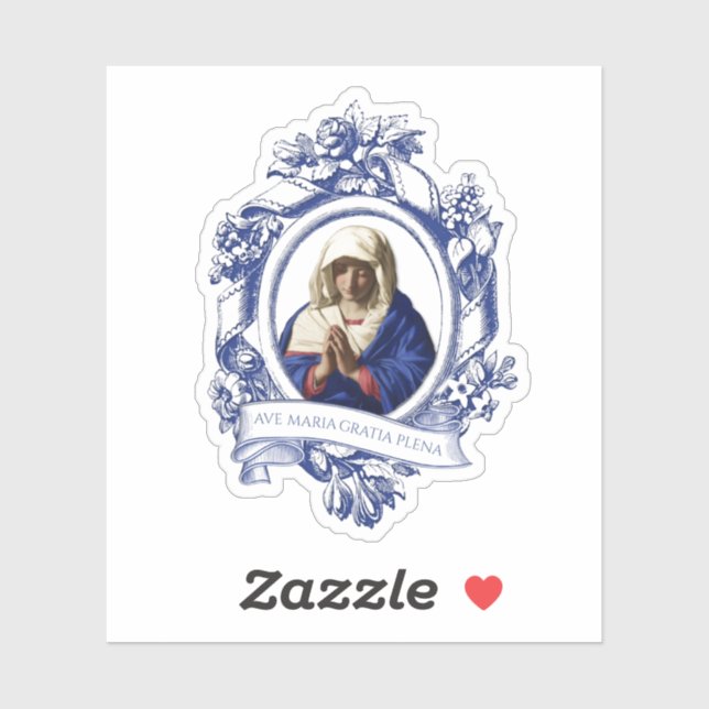 Jungfrau Mary Religious Hail Mary in Latein Aufkleber (Blatt)