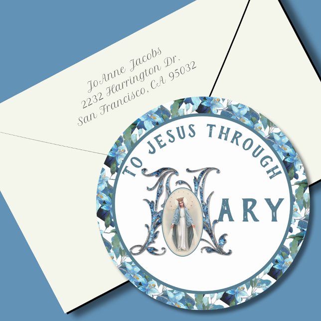 Jungfrau Mary Religious Katholic Jesus Cross Class Runder Aufkleber (Von Creator hochgeladen)