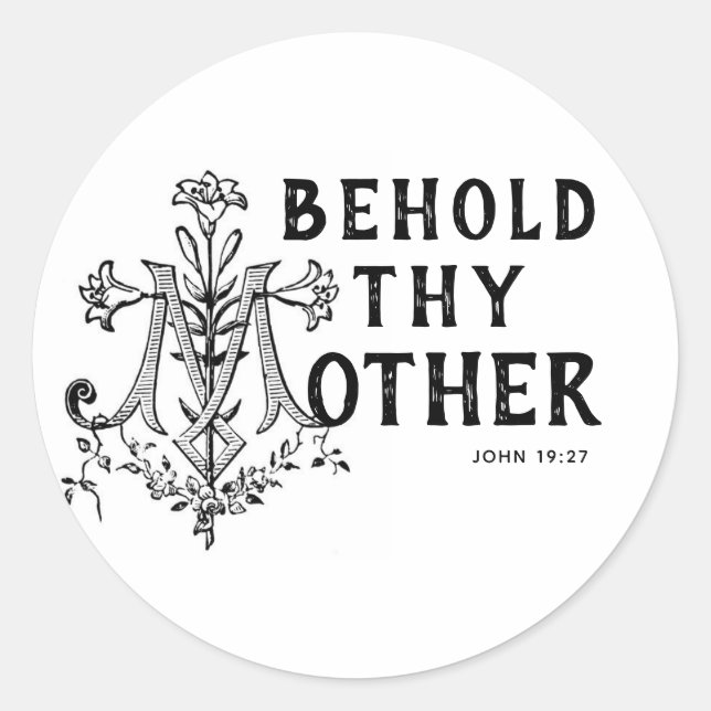Jungfrau Mary Religious Katholic Scripture Cross Runder Aufkleber (Vorderseite)