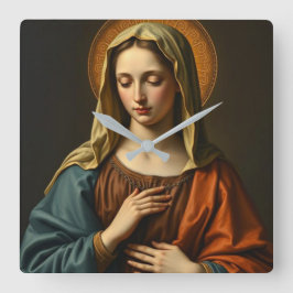 Jungfrau Mary Renaissance Style Clock Quadratische Wanduhr