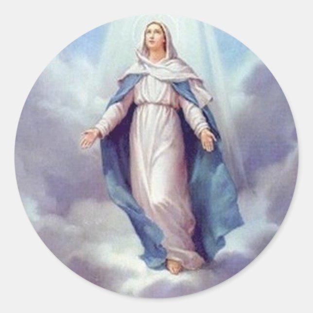 Jungfrau Mary Runder Aufkleber (Vorderseite)