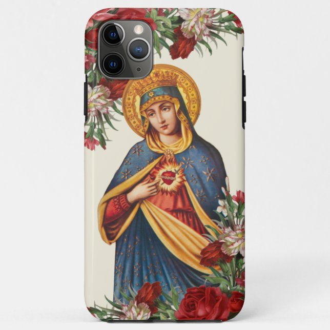 Jungfrau Mary Sorrowful Mutter Religious Floral Case-Mate iPhone Hülle (Rückseite)