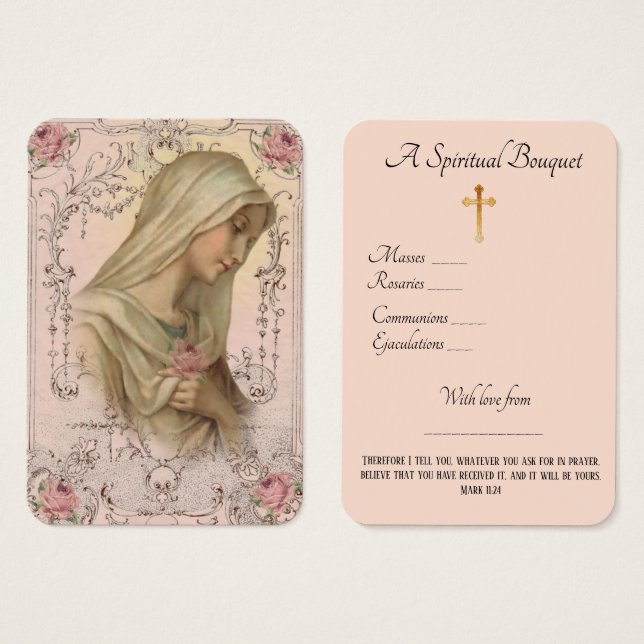 Jungfrau Mary Spiritual Bouquet Gebet Heilige Kart (Vorne & Hinten)