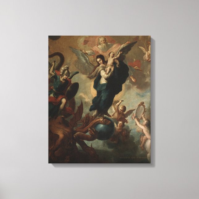 Jungfrau Mary St. Michael Apokalypse Religiöser En Leinwanddruck (Vorderseite)