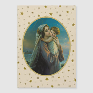 Jungfrau Mary und Baby Jesus auf dem Sternenhimmel Magnetkarte
