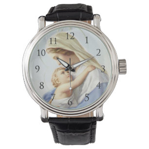 Jungfrau Mary und Baby Jesus mit Zahlen aufpassen Armbanduhr