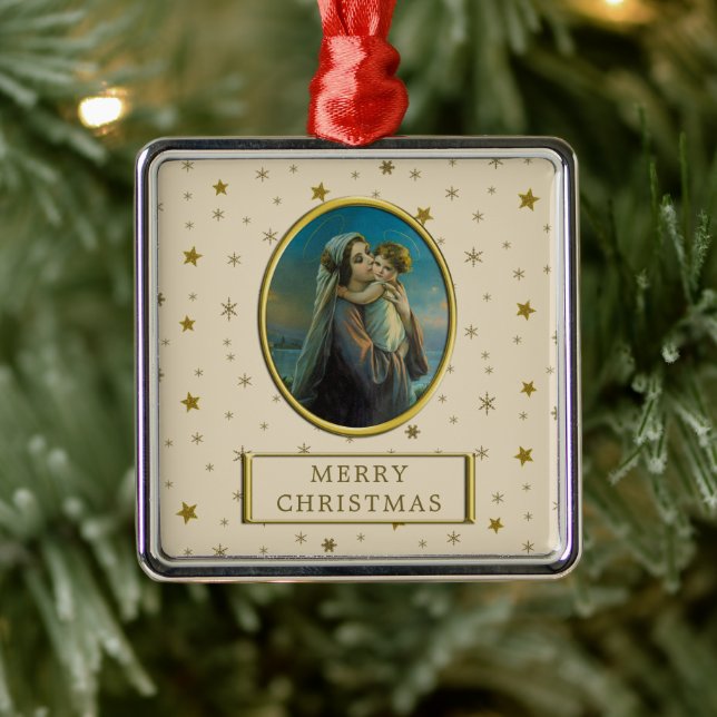Jungfrau Mary und Baby Jesus zu Weihnachten Ornament Aus Metall (Baum)