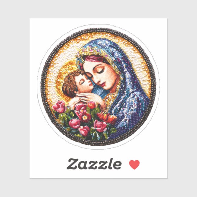 Jungfrau Mary und Christ Child Vinyl Aufkleber (Blatt)