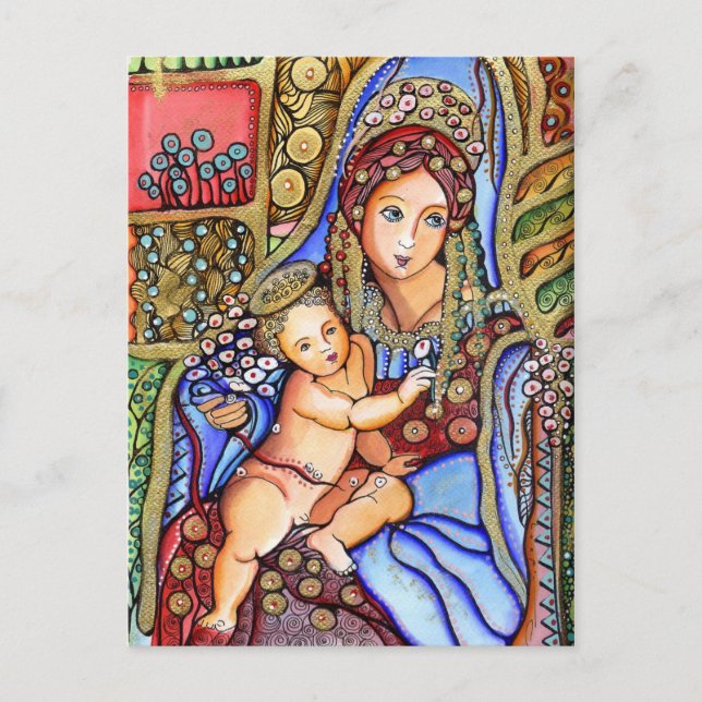 Jungfrau Mary und Jesus Child Painting Postkarte (Vorderseite)