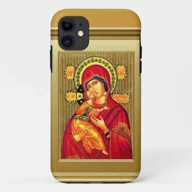 Jungfrau Mary und Kind Jesus in der roten Kleidung Case-Mate iPhone Hülle (Rückseite)