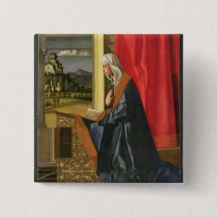 Jungfrau Mary, vom Ankündigung Diptych (Öl an Button