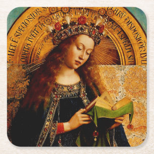 Jungfrau Mary von Jan van Eyck Rechteckiger Pappuntersetzer