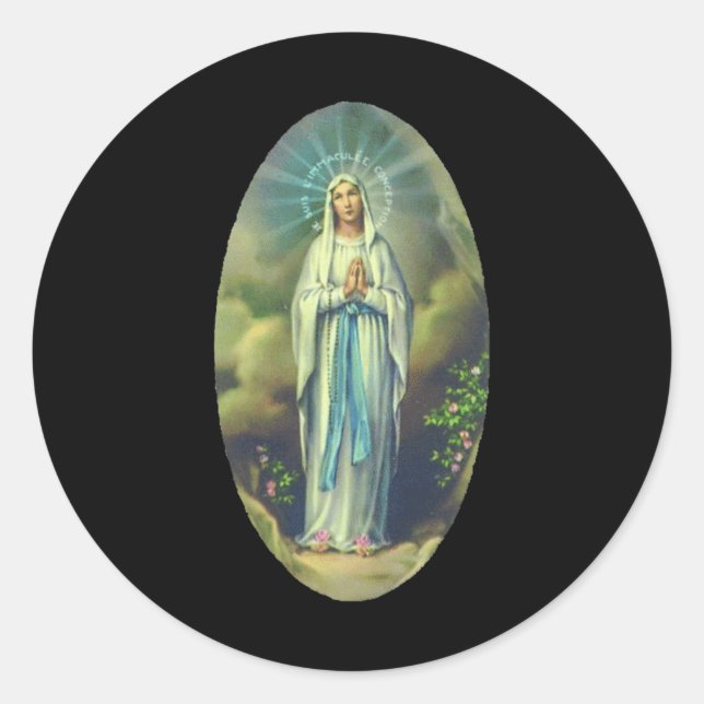Jungfrau Mary von Lourdes unsere Dame Christliche  Runder Aufkleber (Vorderseite)