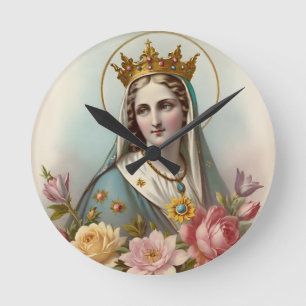 Jungfrau Mary Wall Clock Runde Wanduhr