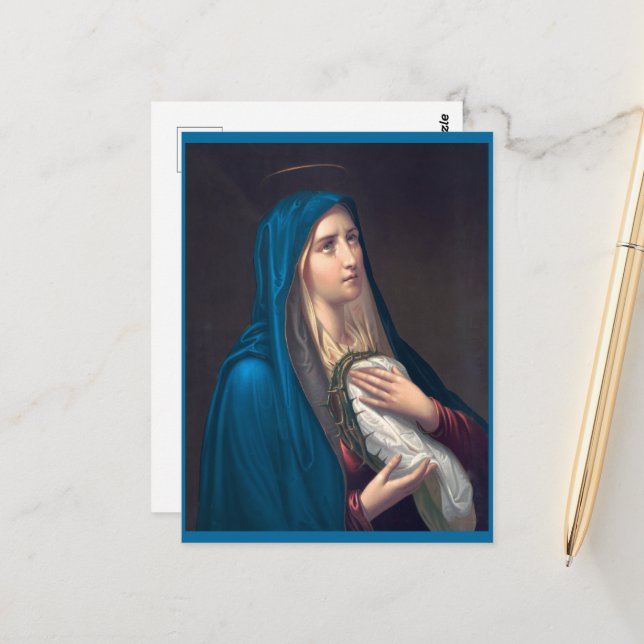 Jungfrau Mary weint E. Steinmann Postkarte (Vorderseite/Rückseite Beispiel)