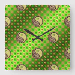Jungfrau & Metalldrache Quadratische Wanduhr