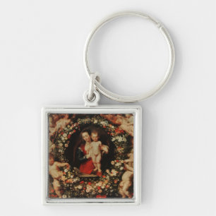 Jungfrau mit einer Girlande der Blumen, c.1618-20 Schlüsselanhänger