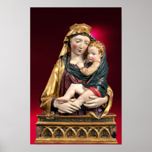 JUNGFRAU MIT KIND ,Red Ruby Christmas Poster