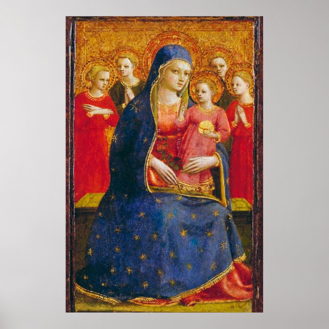 JUNGFRAU MIT KIND UND ANGELN Fra Angelico Poster (Vorne)