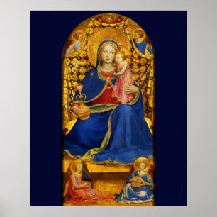 JUNGFRAU MIT KIND UND ANGELN VON FRA ANGELICO Blue Poster