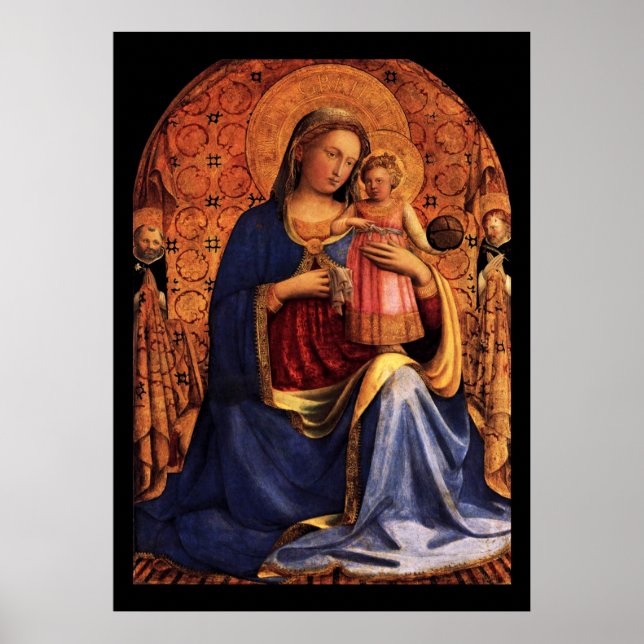 JUNGFRAU MIT KIND UND SITZEN VON Beato Angelico Poster (Vorne)