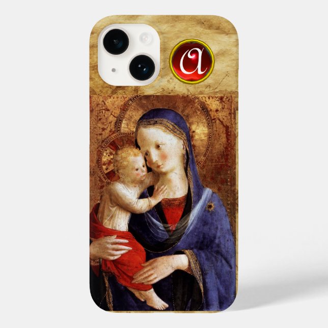 JUNGFRAU MIT KINDERRed Ruby Monogramm Case-Mate iPhone Hülle (Rückseite)