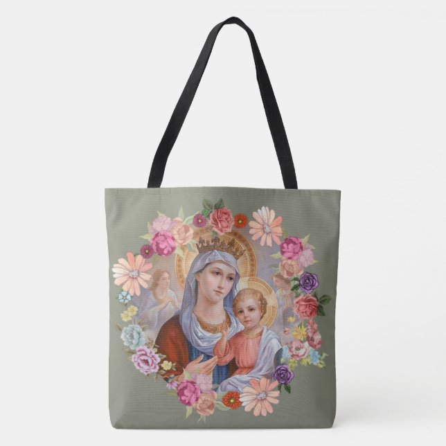 Jungfrau-Mutter-Mary-Baby-Jesusblumenengels-Krone Tasche (Vorderseite)