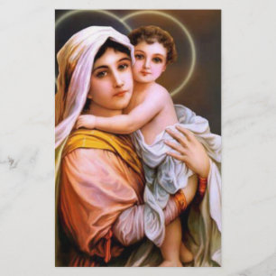 Jungfrau-Mutter Mary mit Baby Jesus Briefpapier