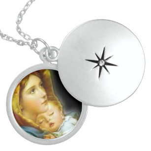 Jungfrau-Mutter Mary und Baby-Kind Jesus Medaillon