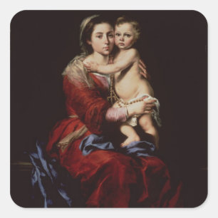 Jungfrau Rosary, c.1650 Quadratischer Aufkleber