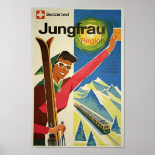 Jungfrau Schweiz Vintage Reise Poster