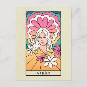 Jungfrau-Sternzeichen abstrakte Kunst Vintage Postkarte