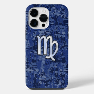 Jungfrau-Sternzeichen auf Marineblau-Camo iPhone 14 Pro Max Hülle